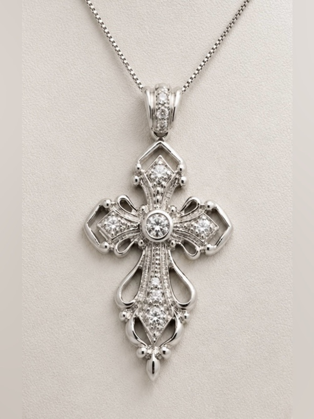 Vintage-Inspired Sterling Silver Ornate Cross Pendant EUC 1 1/2" #637